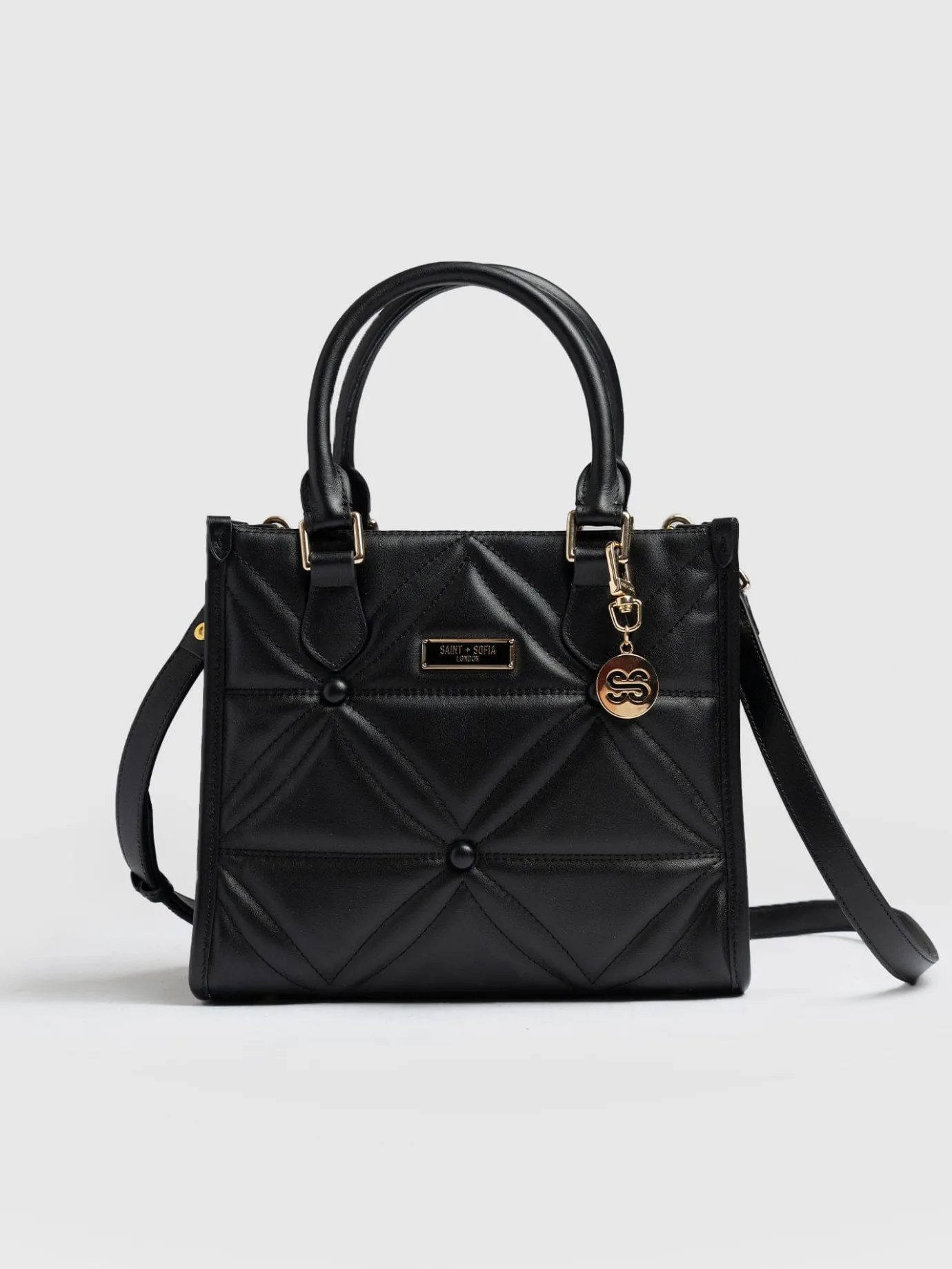 Shoulder Bags|Cross Body Bags|Saint and Sofia Quilted Mia Mini Tote Bag - Black
