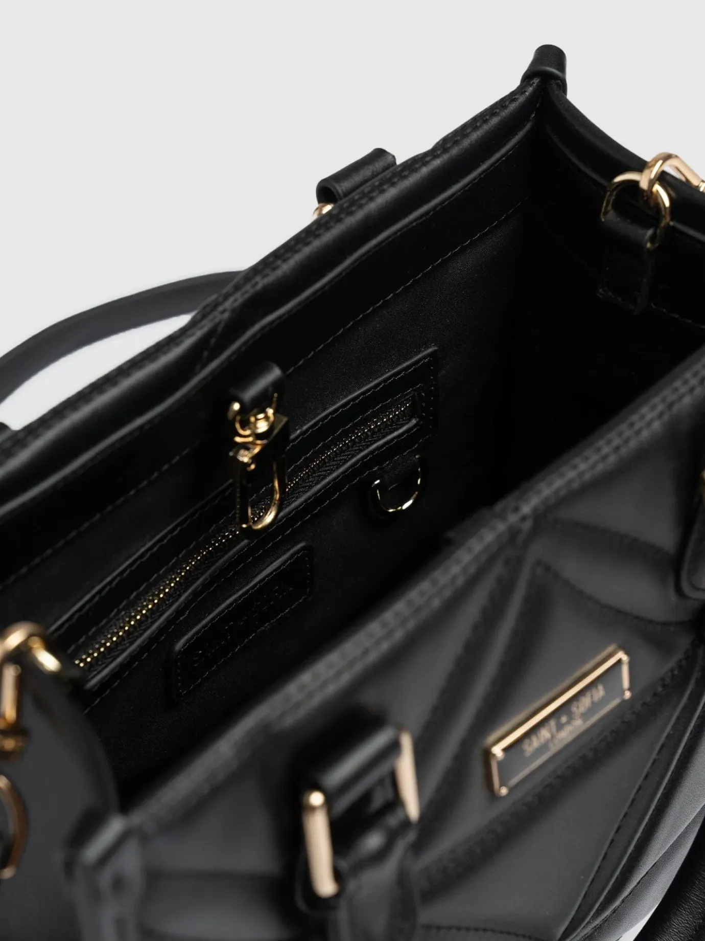 Shoulder Bags|Cross Body Bags|Saint and Sofia Quilted Mia Mini Tote Bag - Black