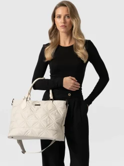 Shoulder Bags|Bags|Saint and Sofia Quilted Selene Shopper Bag - Cream