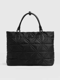 Tote Bags|Nylon Bags|Saint and Sofia Quilted Selene Shopper Bag - Black