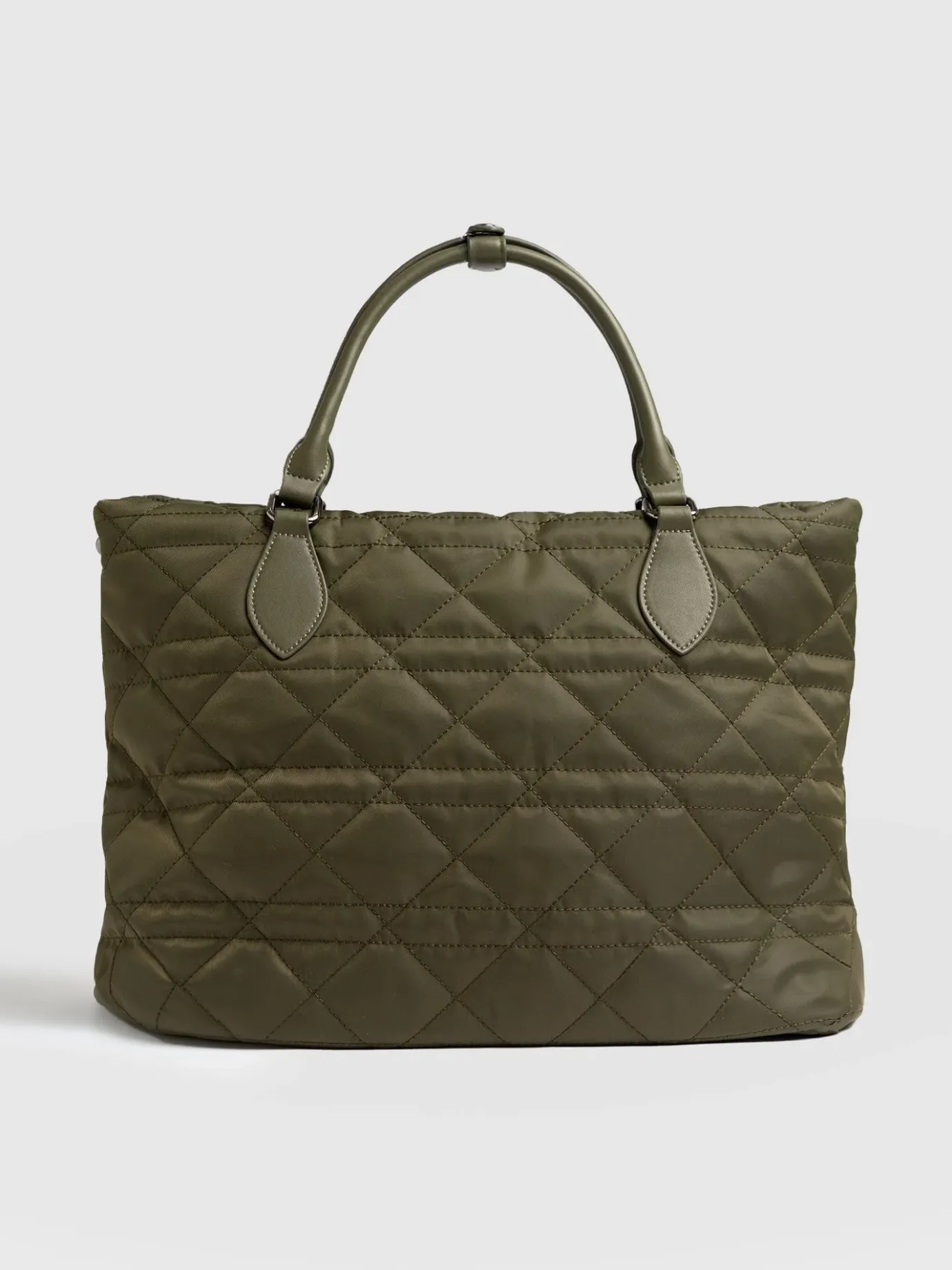 Shoulder Bags|Tote Bags|Saint and Sofia Quilted Selene Shopper Bag - Khaki