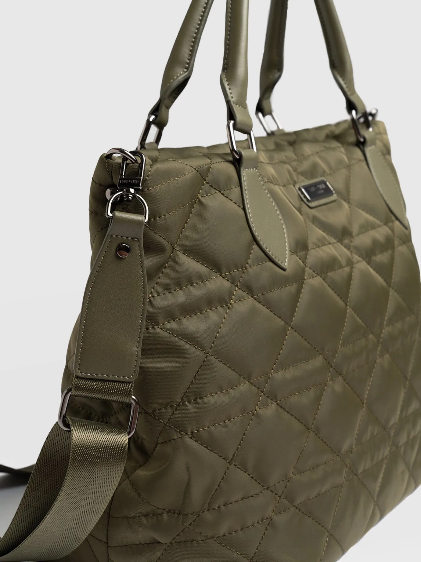 Shoulder Bags|Tote Bags|Saint and Sofia Quilted Selene Shopper Bag - Khaki