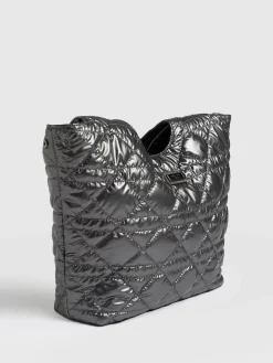 Shoulder Bags|Tote Bags|Saint and Sofia Quilted Stella Shoulder Tote Bag - Gunmetal