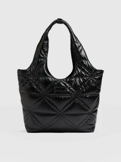 Shoulder Bags|Tote Bags|Saint and Sofia Quilted Stella Shoulder Tote Bag - Black