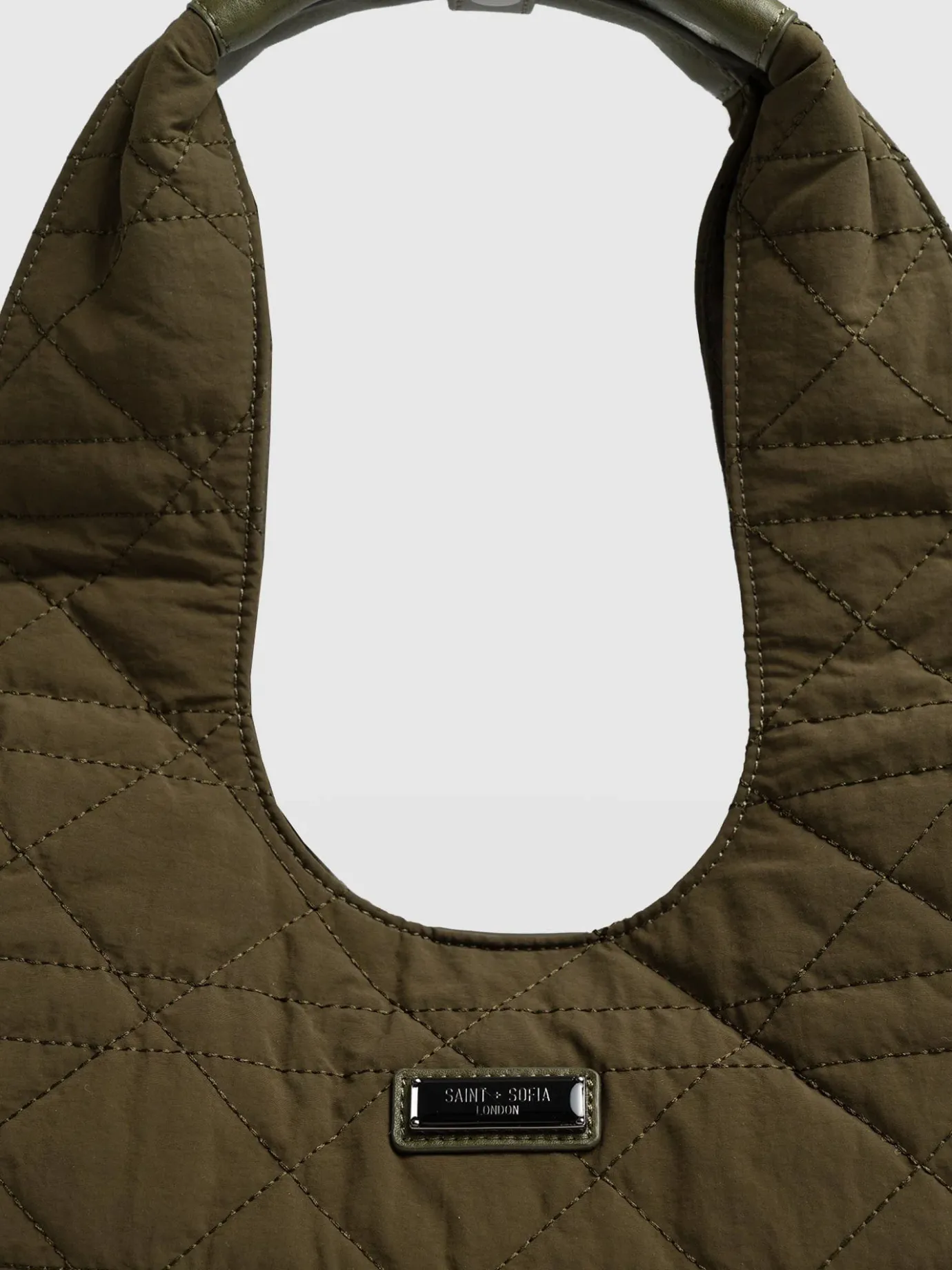 Shoulder Bags|Nylon Bags|Saint and Sofia Quilted Stella Shoulder Tote Bag - Khaki
