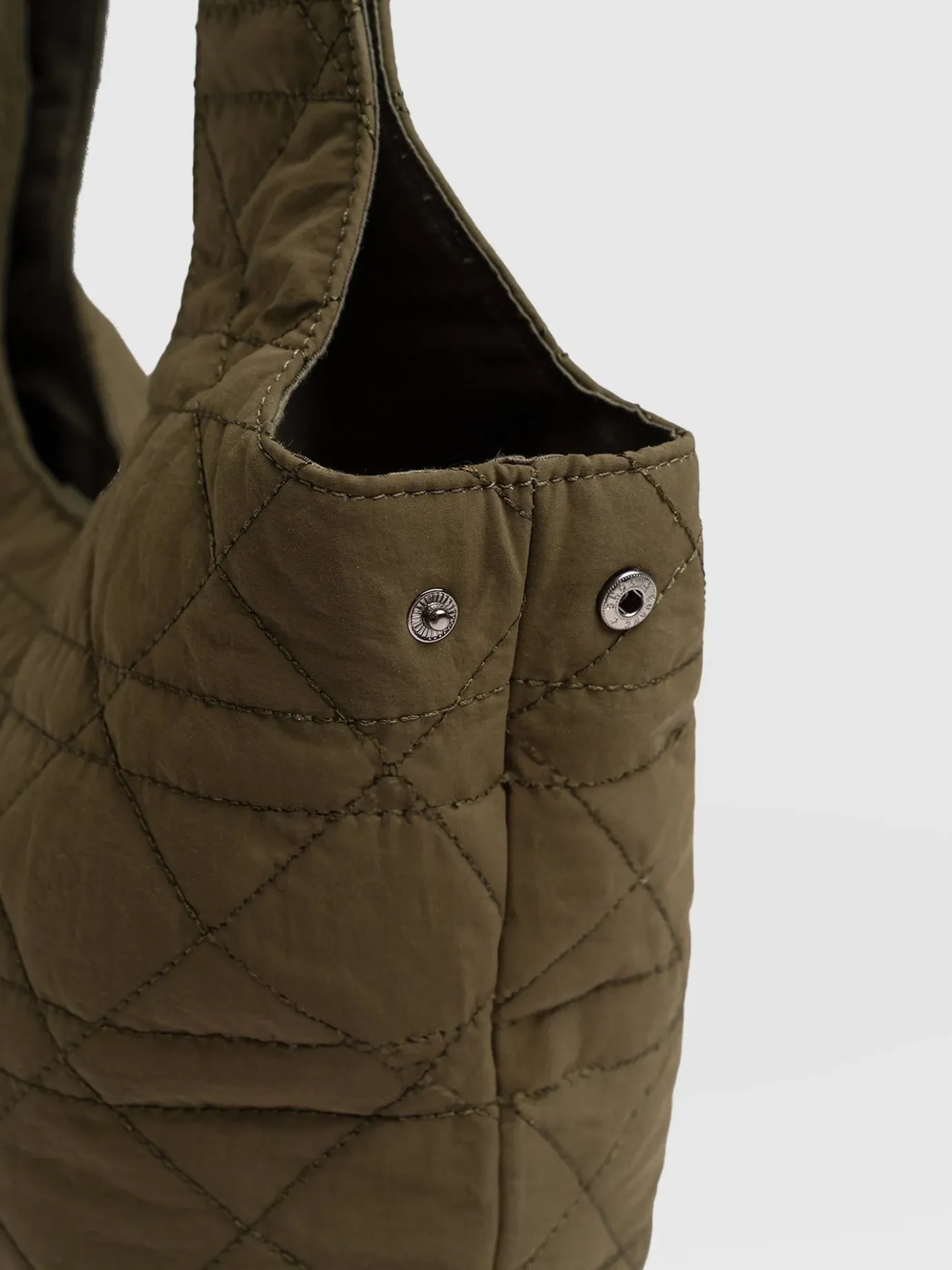 Shoulder Bags|Nylon Bags|Saint and Sofia Quilted Stella Shoulder Tote Bag - Khaki