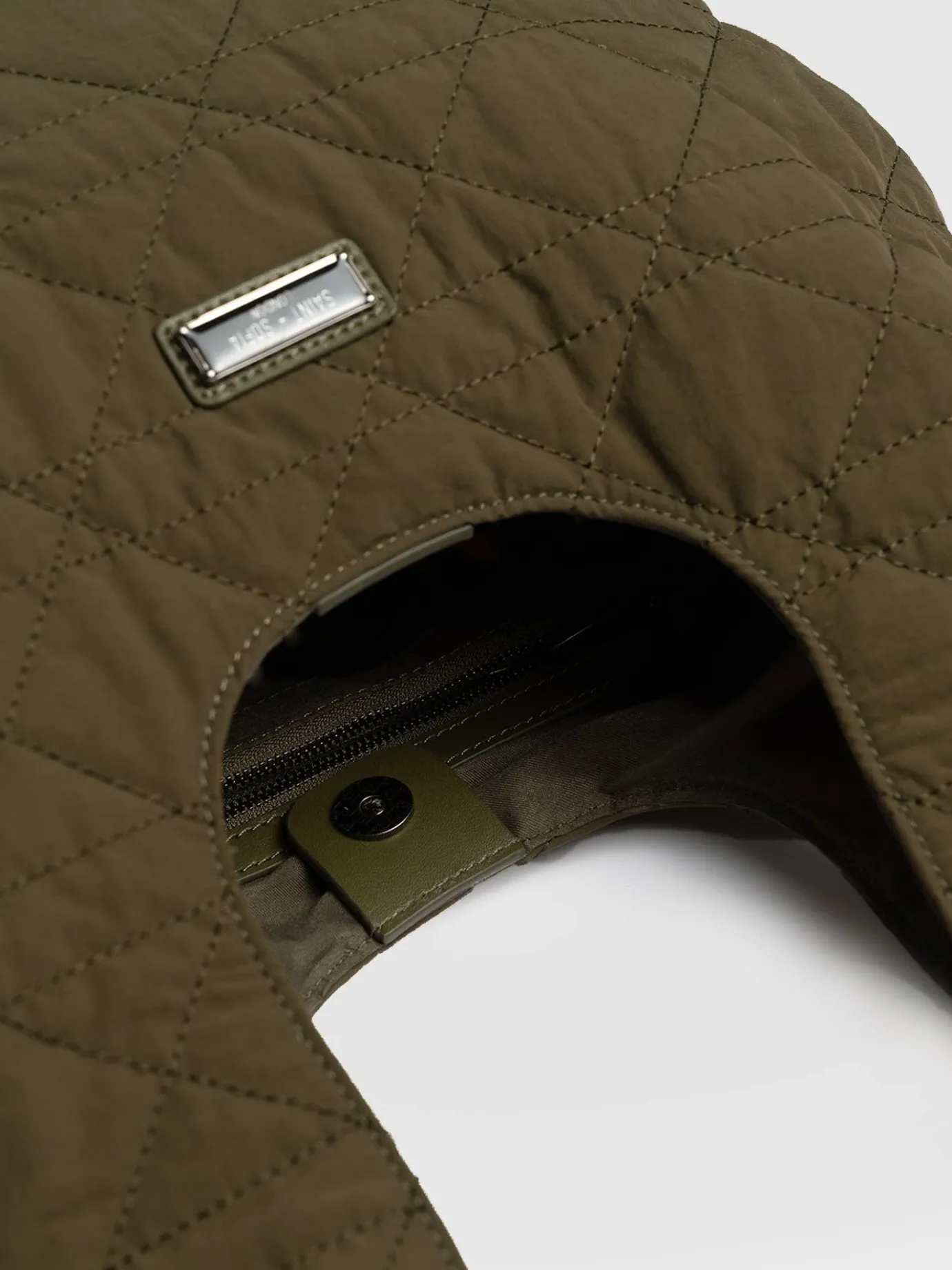 Shoulder Bags|Nylon Bags|Saint and Sofia Quilted Stella Shoulder Tote Bag - Khaki