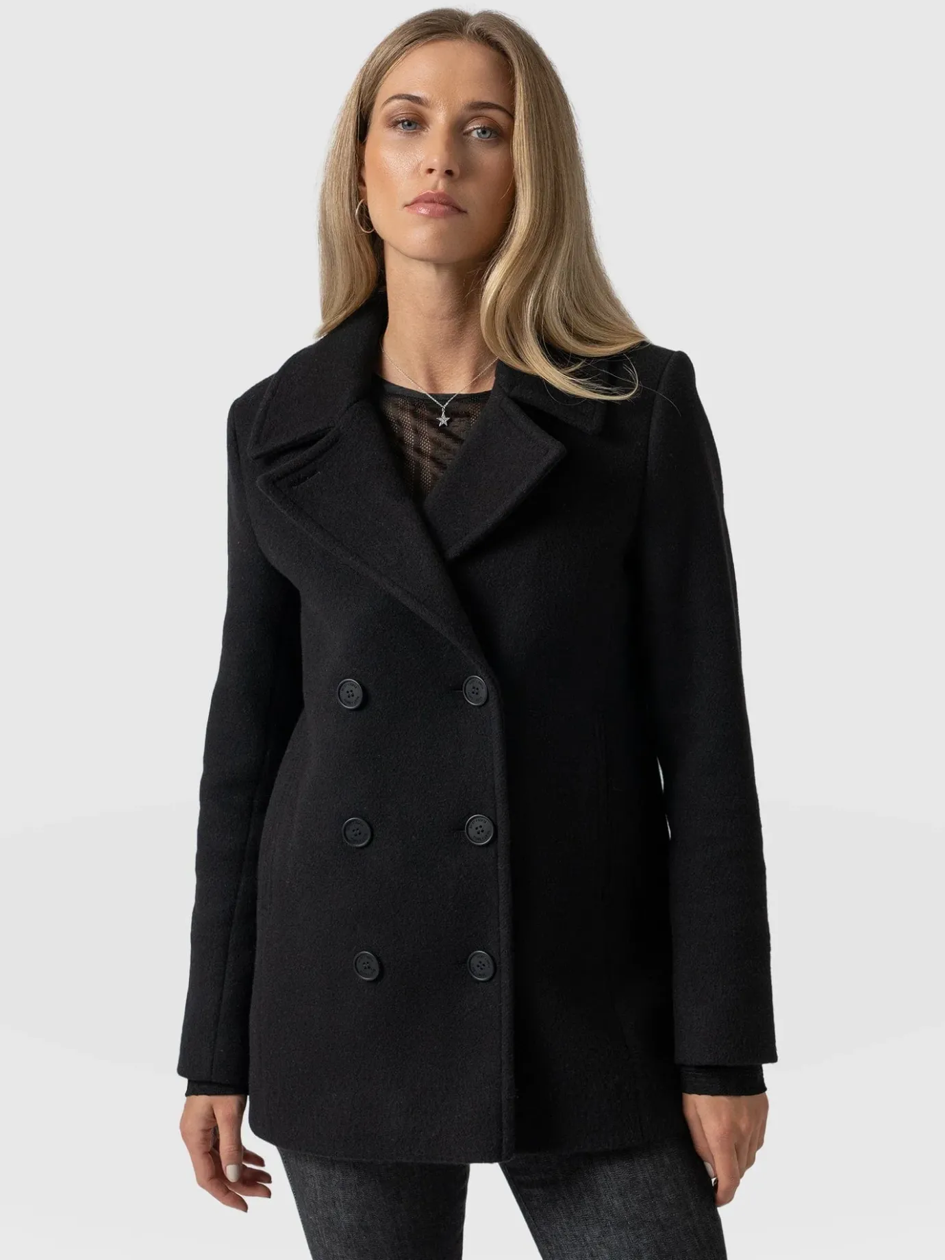 Coats & Jackets|Saint and Sofia Quinn Pea Coat - Black