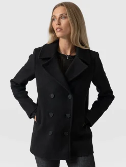Coats & Jackets|Saint and Sofia Quinn Pea Coat - Black