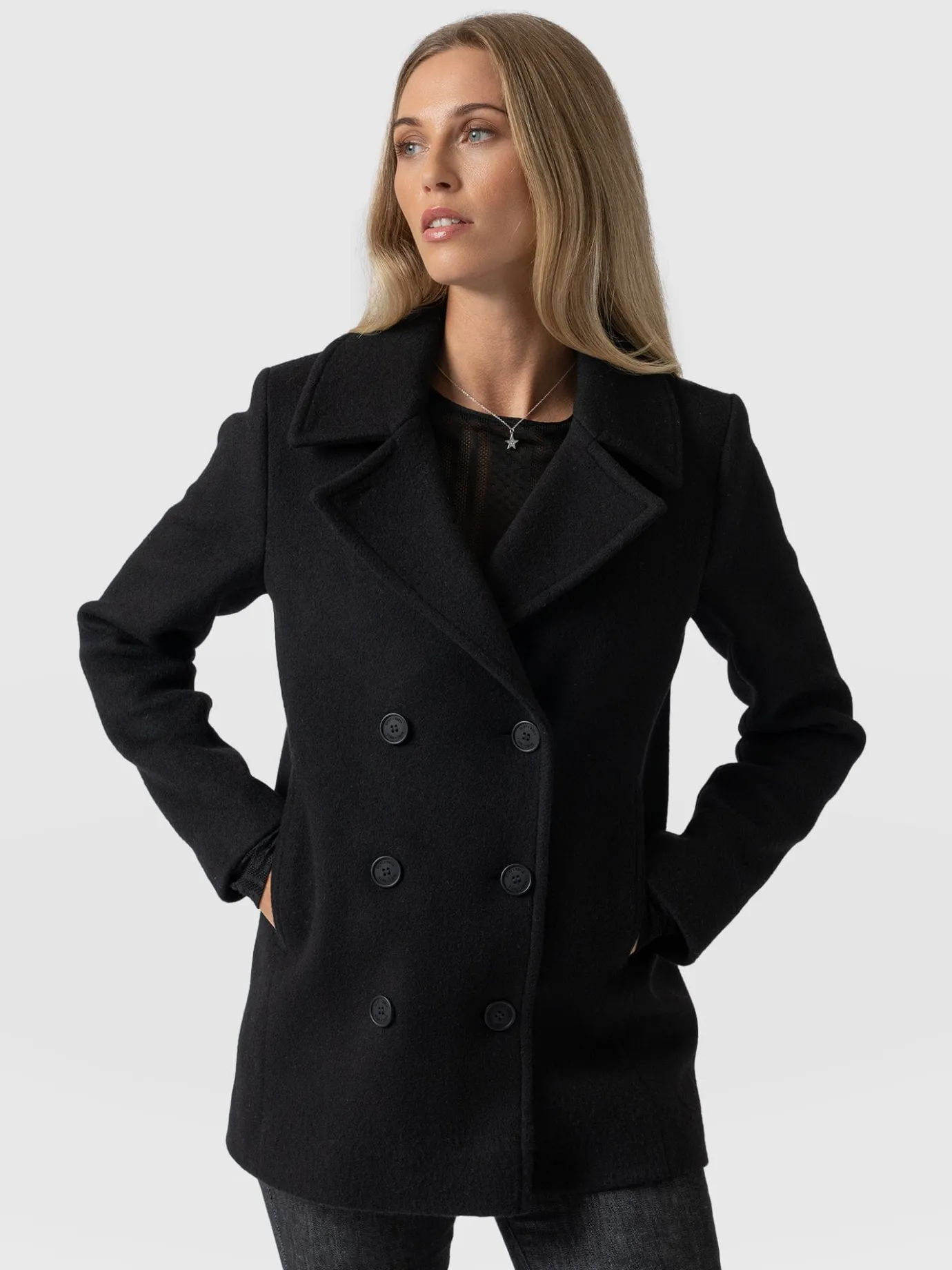 Coats & Jackets|Saint and Sofia Quinn Pea Coat - Black