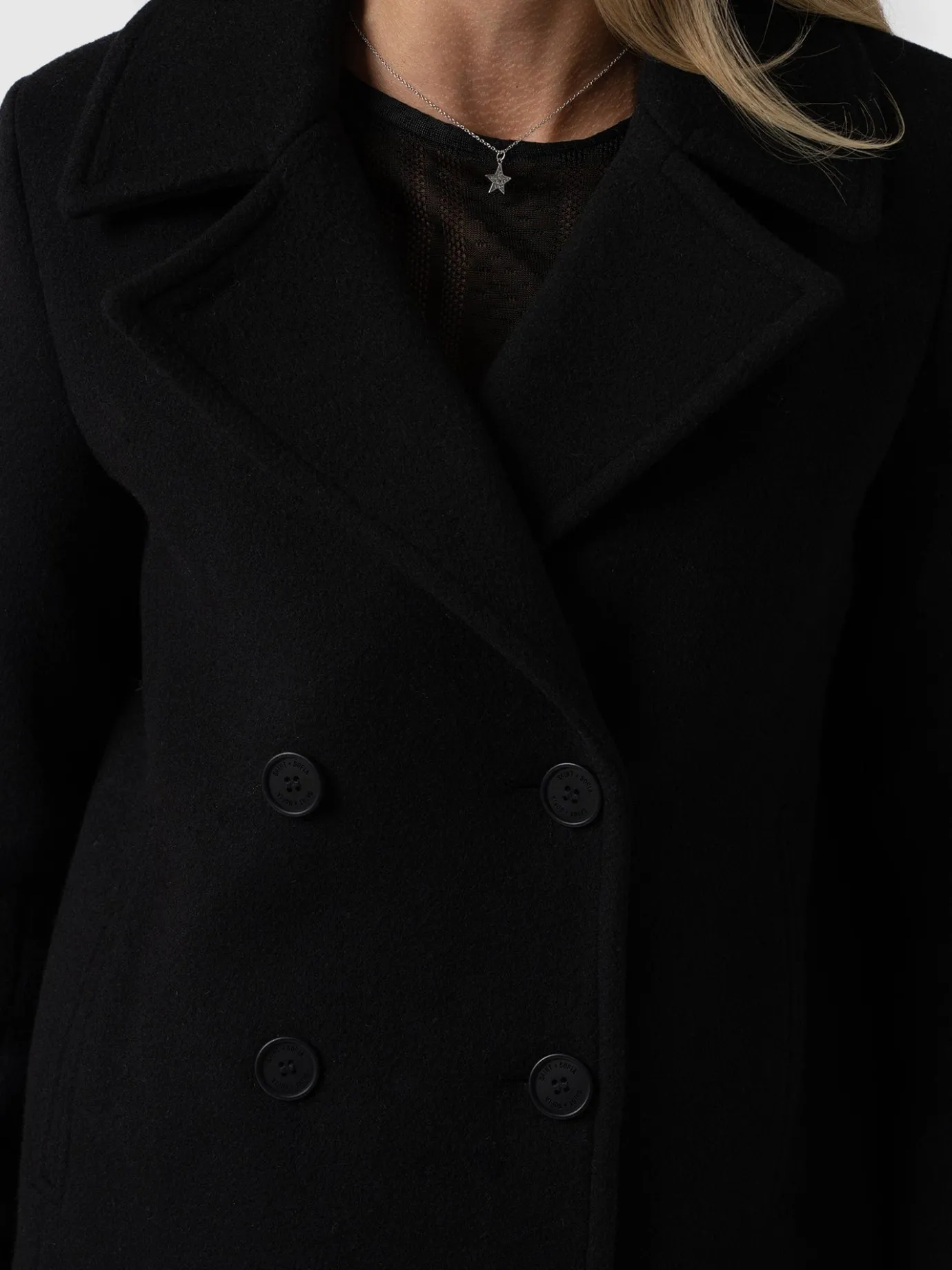 Coats & Jackets|Saint and Sofia Quinn Pea Coat - Black
