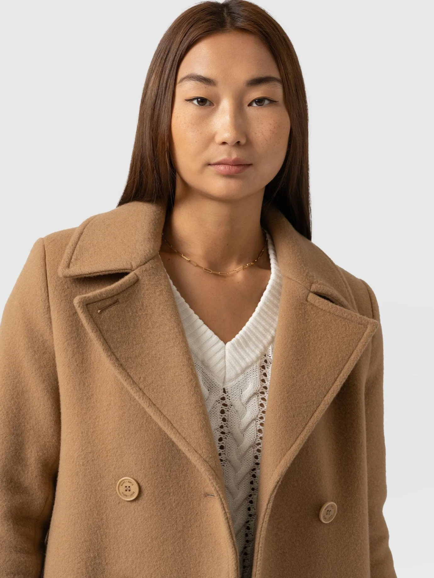 Coats & Jackets|Saint and Sofia Quinn Pea Coat - Camel