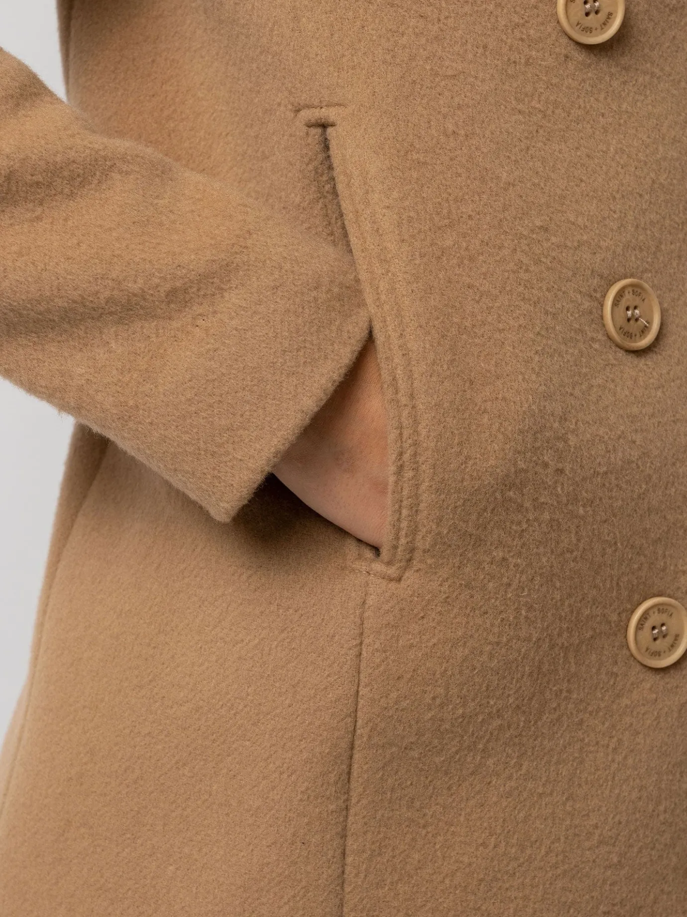 Coats & Jackets|Saint and Sofia Quinn Pea Coat - Camel