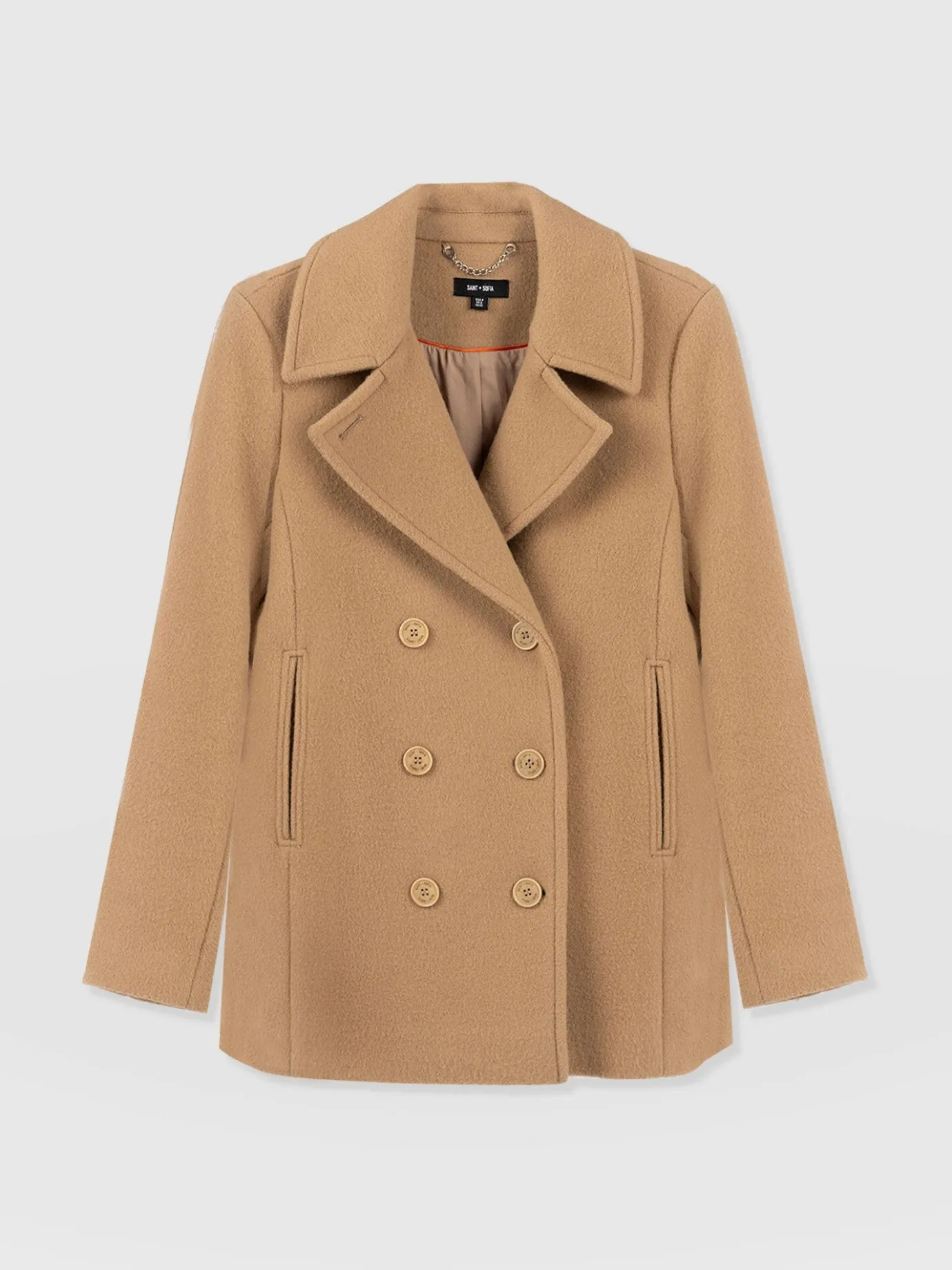 Coats & Jackets|Saint and Sofia Quinn Pea Coat - Camel