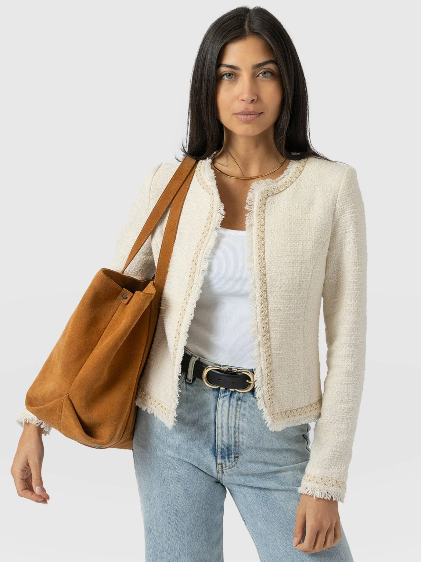 Blazers|Saint and Sofia Rayner Jacket - Cream Bouclé