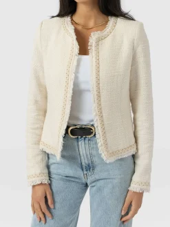 Blazers|Saint and Sofia Rayner Jacket - Cream Bouclé