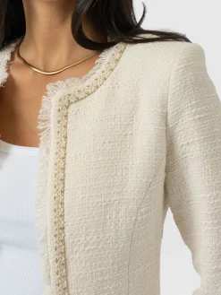 Blazers|Saint and Sofia Rayner Jacket - Cream Bouclé