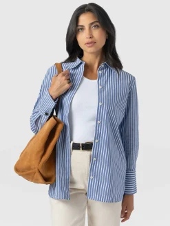 Blouses & Shirts|Saint and Sofia Reagan Tie Shirt - Blue Stripe