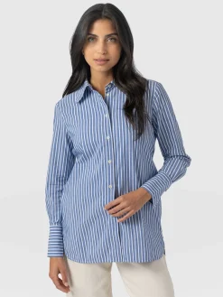 Blouses & Shirts|Saint and Sofia Reagan Tie Shirt - Blue Stripe