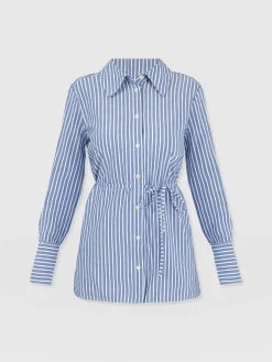 Blouses & Shirts|Saint and Sofia Reagan Tie Shirt - Blue Stripe