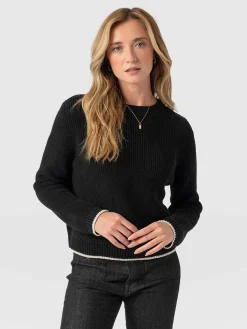 Knitwear|Sweaters|Saint and Sofia Remy Crop Sweater - Black