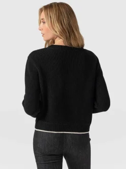 Knitwear|Sweaters|Saint and Sofia Remy Crop Sweater - Black