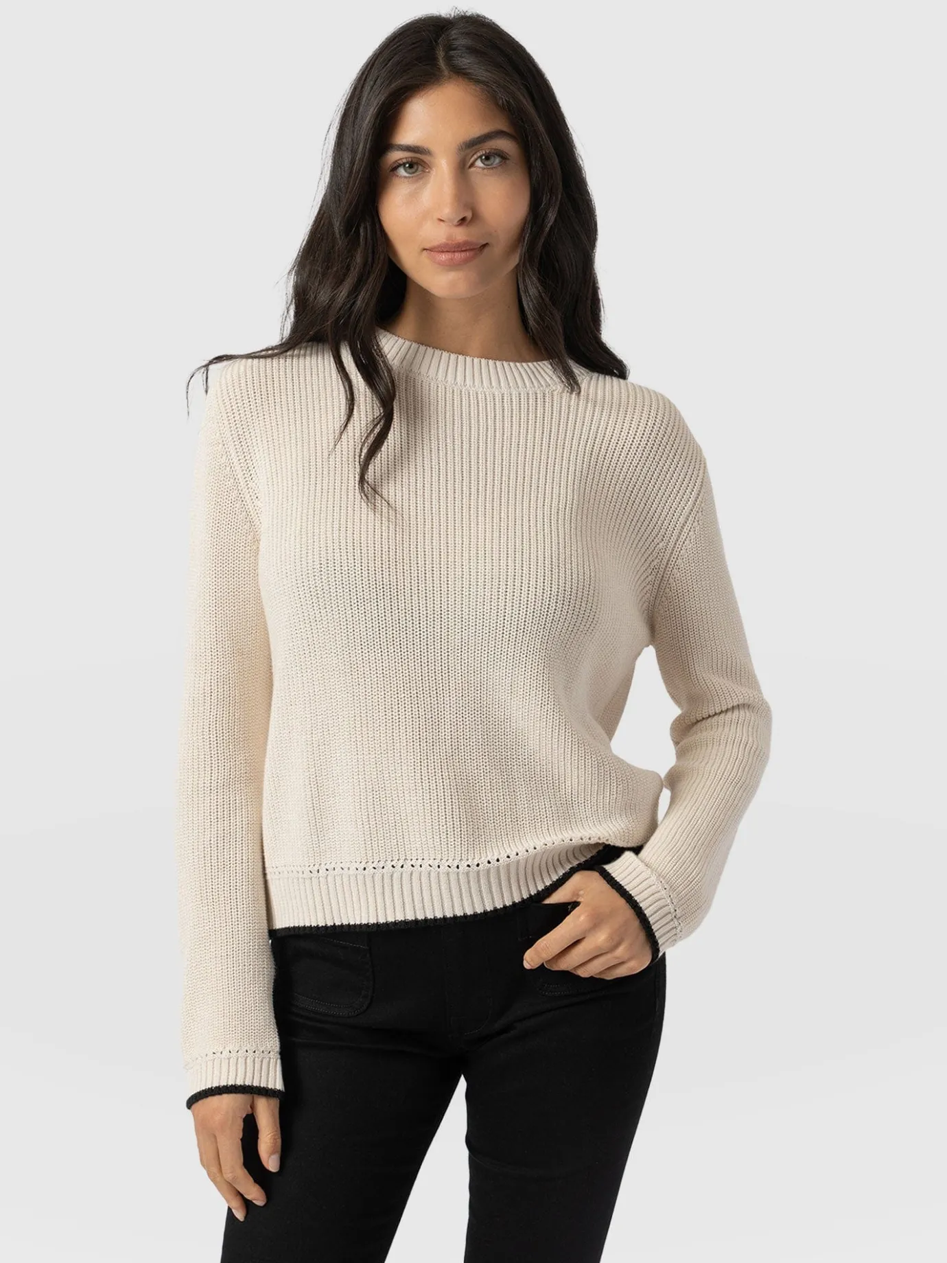 Knitwear|Sweaters|Saint and Sofia Remy Crop Sweater - Cream