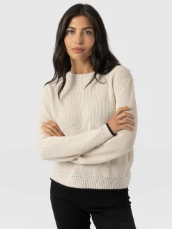 Knitwear|Sweaters|Saint and Sofia Remy Crop Sweater - Cream
