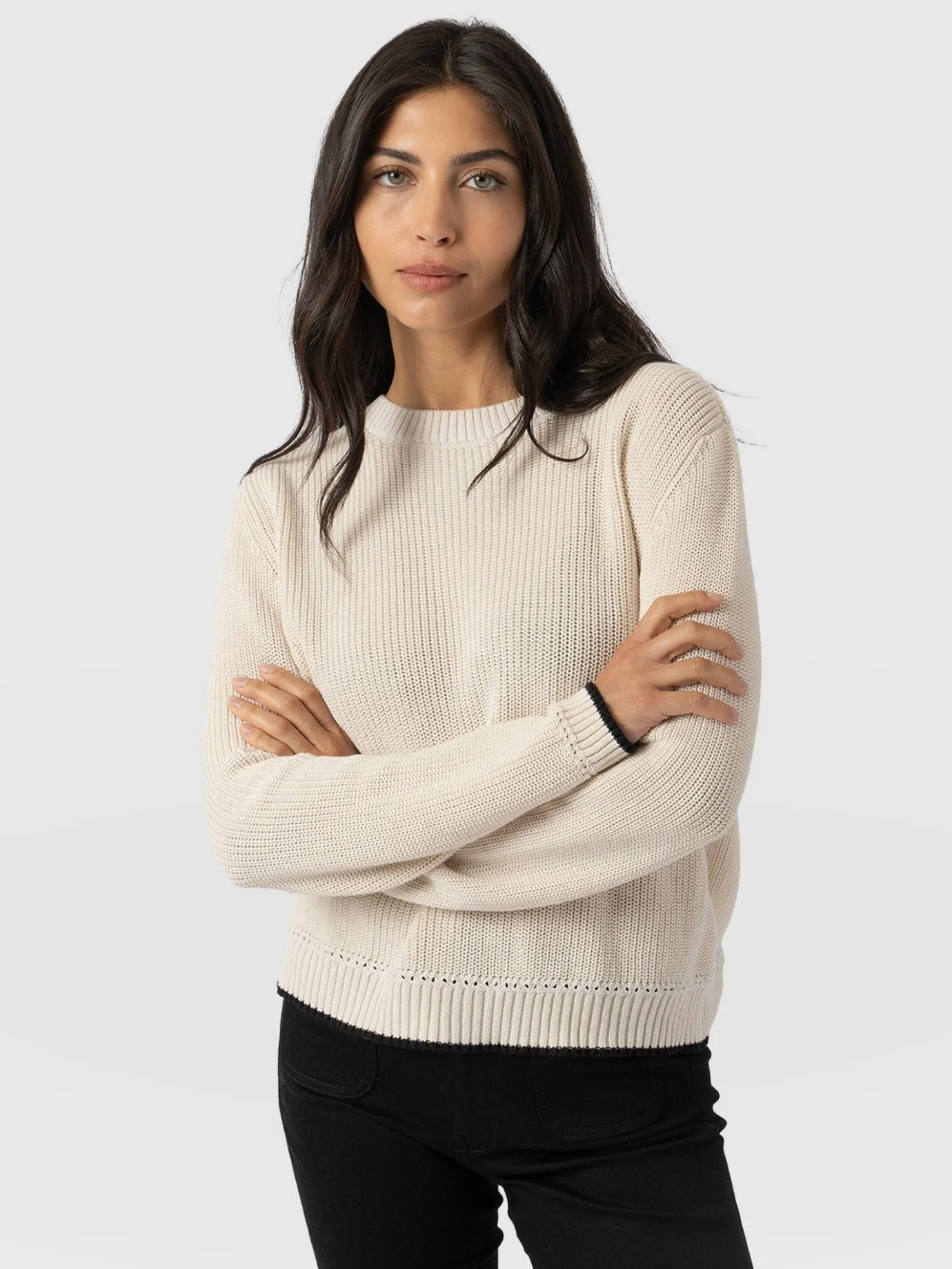 Knitwear|Sweaters|Saint and Sofia Remy Crop Sweater - Cream