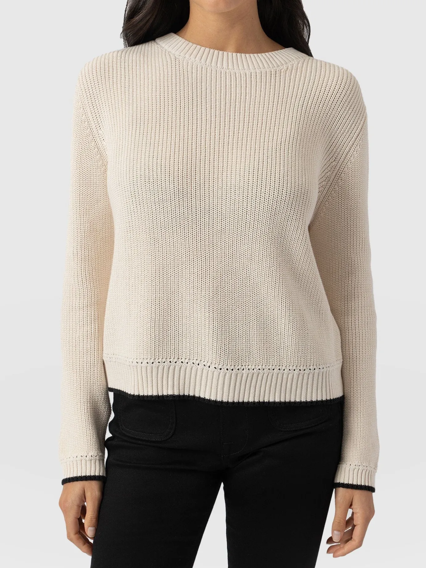Knitwear|Sweaters|Saint and Sofia Remy Crop Sweater - Cream