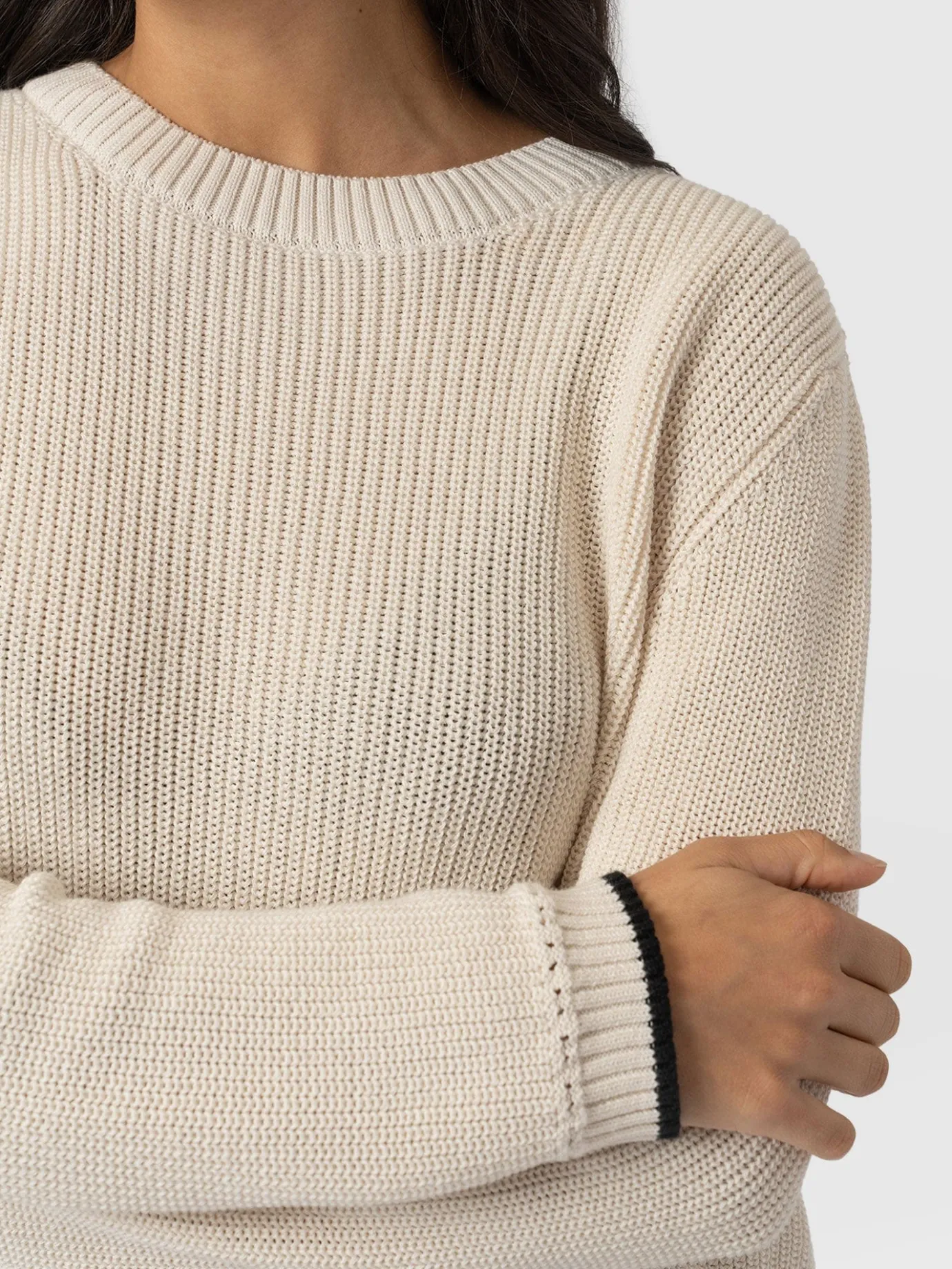 Knitwear|Sweaters|Saint and Sofia Remy Crop Sweater - Cream