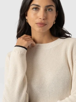 Knitwear|Sweaters|Saint and Sofia Remy Crop Sweater - Cream
