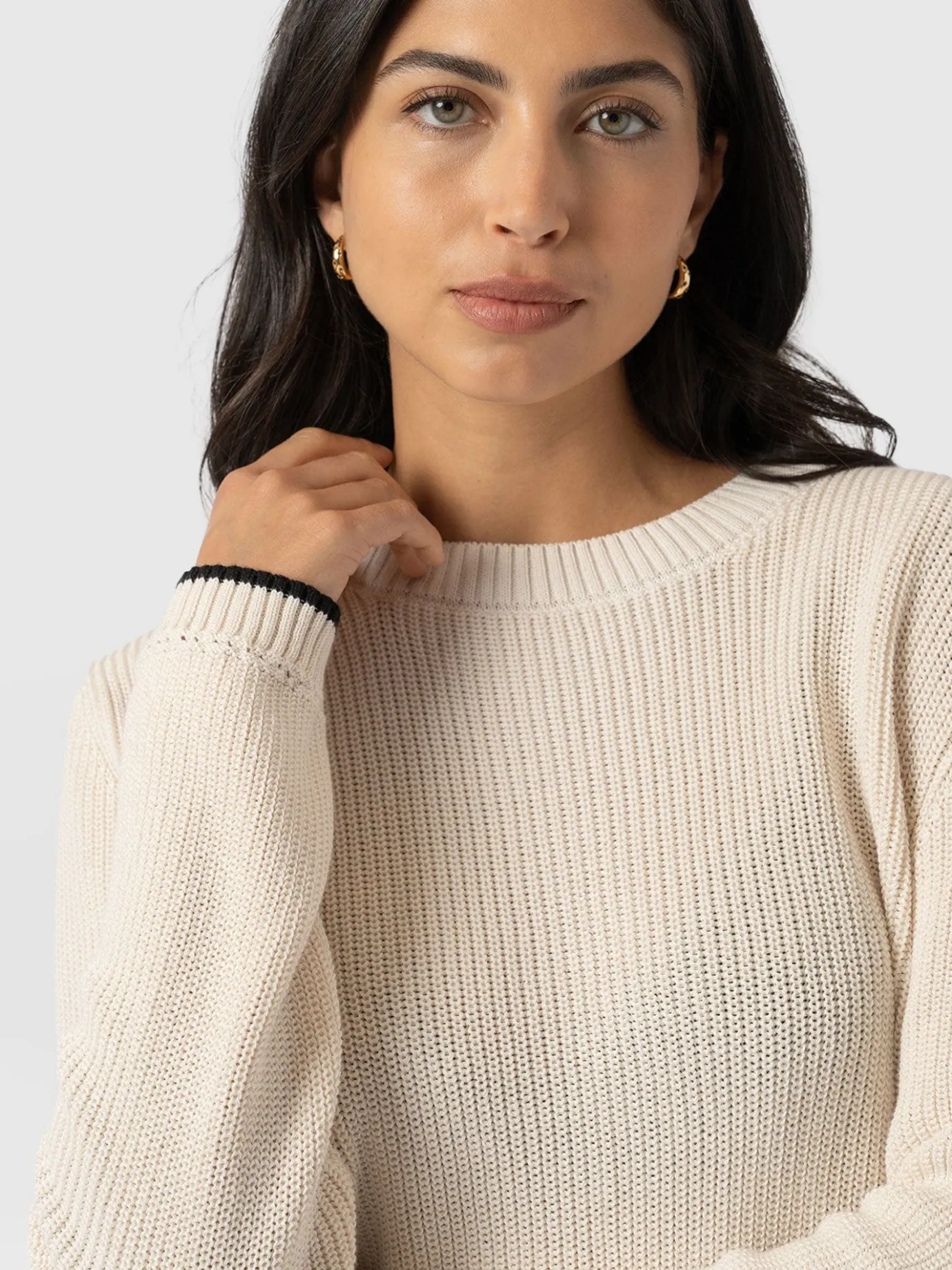 Knitwear|Sweaters|Saint and Sofia Remy Crop Sweater - Cream