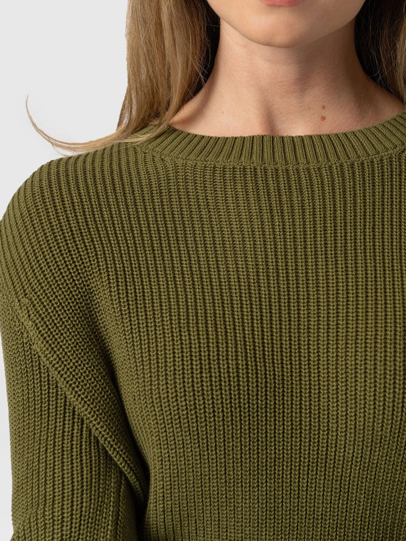 Knitwear|Sweaters|Saint and Sofia Remy Crop Sweater - Khaki