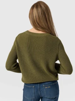 Knitwear|Sweaters|Saint and Sofia Remy Crop Sweater - Khaki