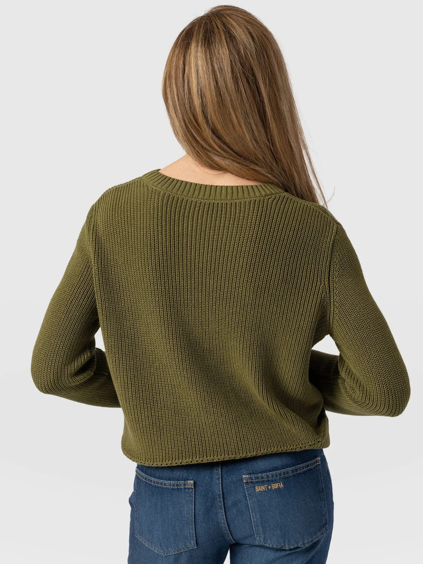 Knitwear|Sweaters|Saint and Sofia Remy Crop Sweater - Khaki