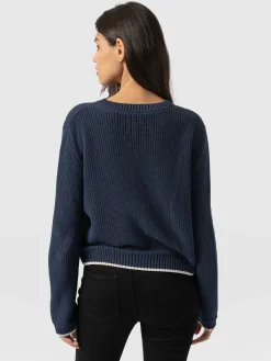 Knitwear|Sweaters|Saint and Sofia Remy Crop Sweater - Navy