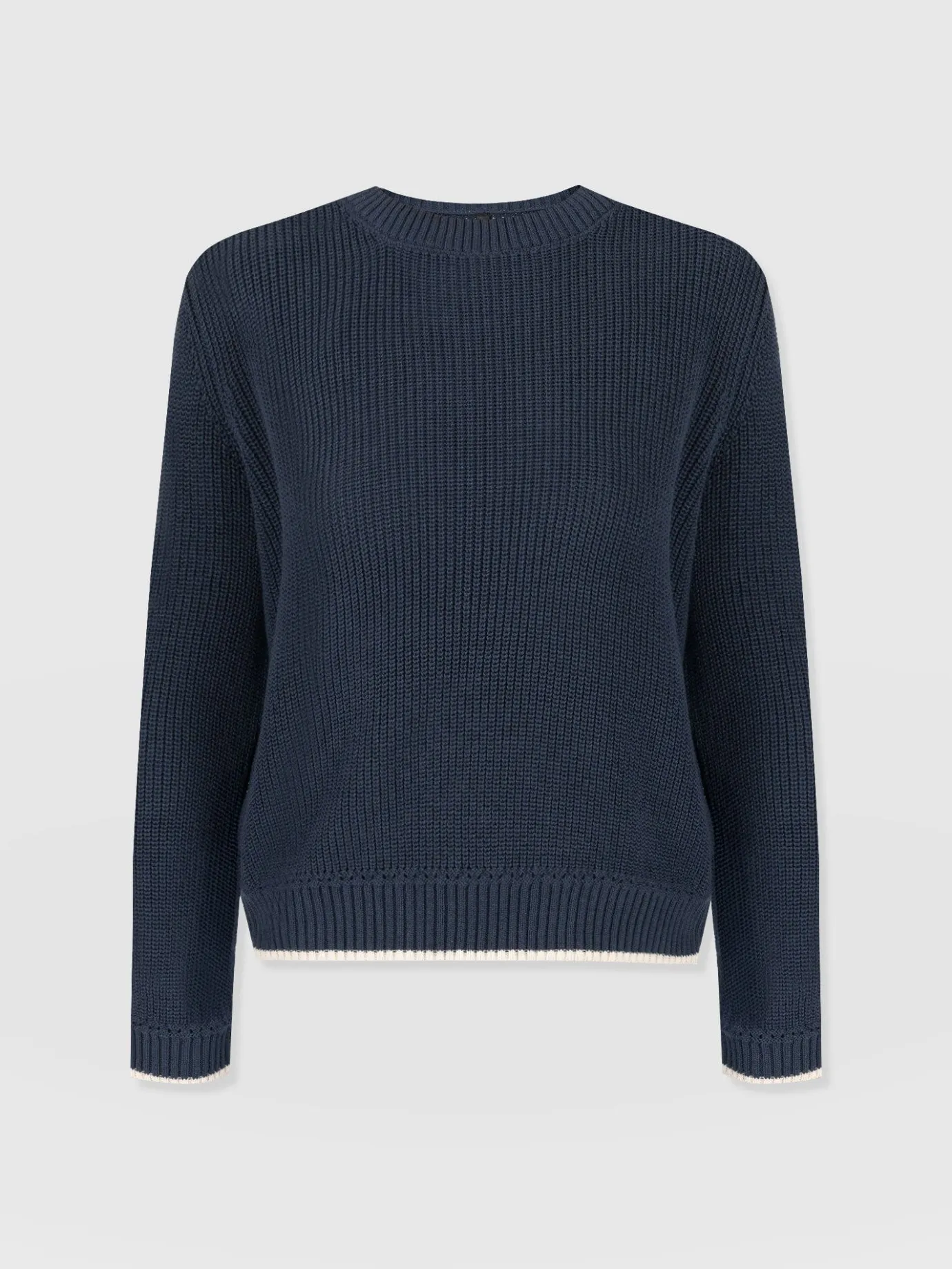 Knitwear|Sweaters|Saint and Sofia Remy Crop Sweater - Navy