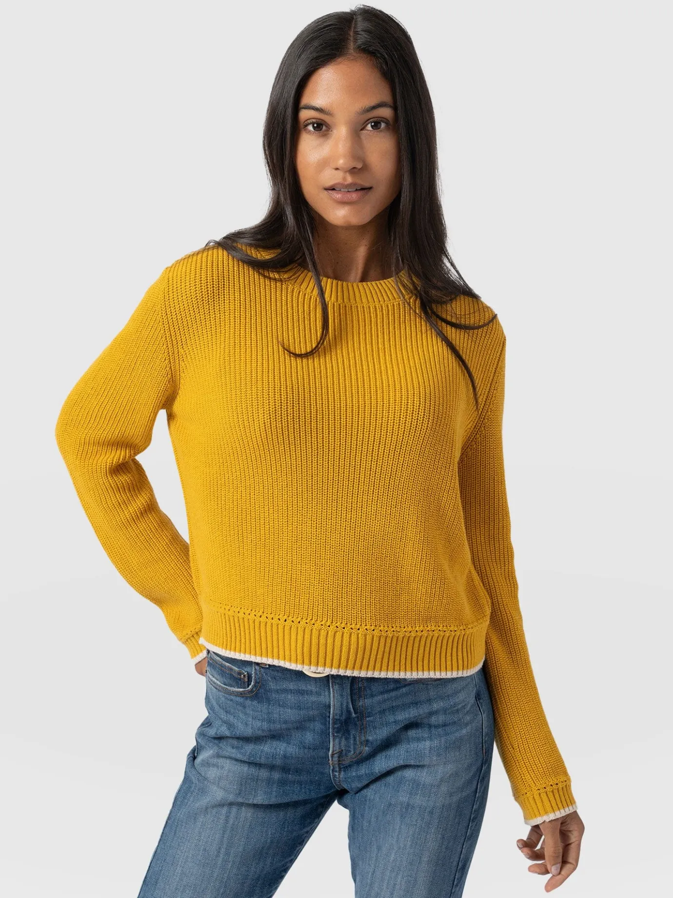 Knitwear|Sweaters|Saint and Sofia Remy Crop Sweater - Yellow