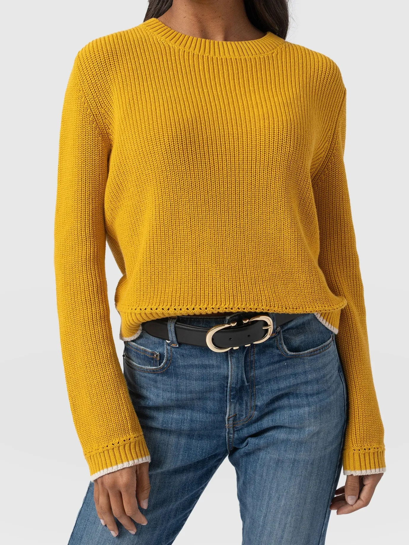 Knitwear|Sweaters|Saint and Sofia Remy Crop Sweater - Yellow