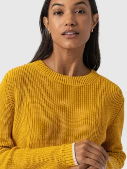 Knitwear|Sweaters|Saint and Sofia Remy Crop Sweater - Yellow