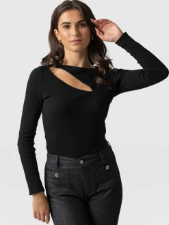 T-shirts & Tanks|Saint and Sofia Reveal Tee Long Sleeve - Black