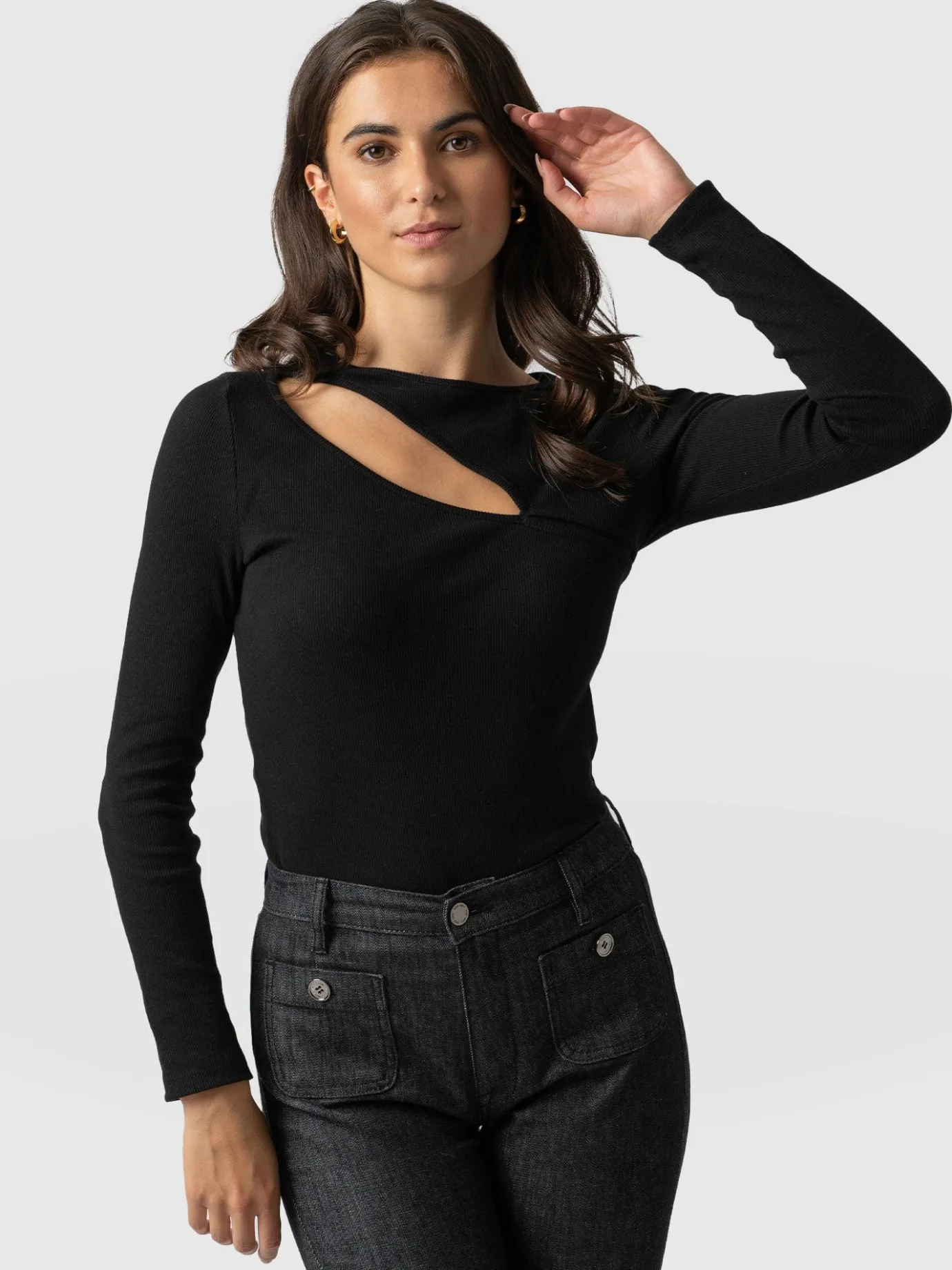T-shirts & Tanks|Saint and Sofia Reveal Tee Long Sleeve - Black