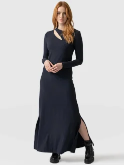 Dresses|Saint and Sofia Reveal Viscose Runway Dress - Navy