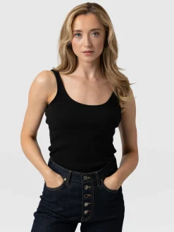 T-shirts & Tanks|Saint and Sofia Rib Cami - Black