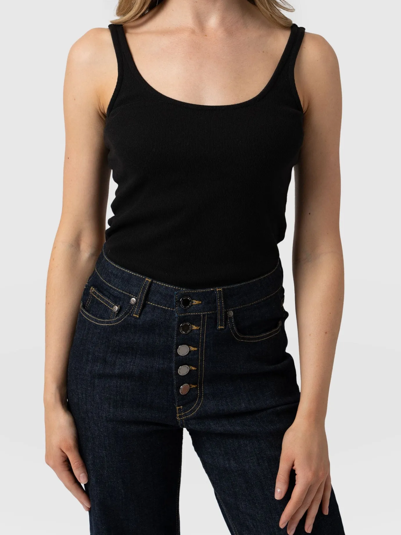 T-shirts & Tanks|Saint and Sofia Rib Cami - Black