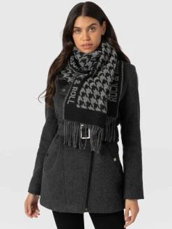 Scarves & Hats|Accessories|Saint and Sofia Rock Houndstooth Scarf - Black/Grey