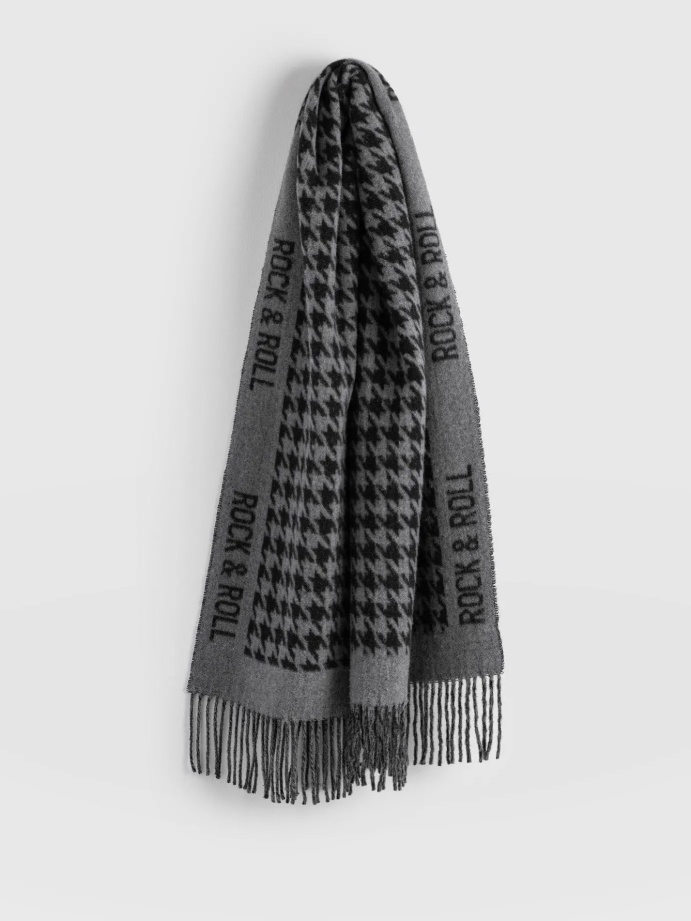 Scarves & Hats|Accessories|Saint and Sofia Rock Houndstooth Scarf - Black/Grey