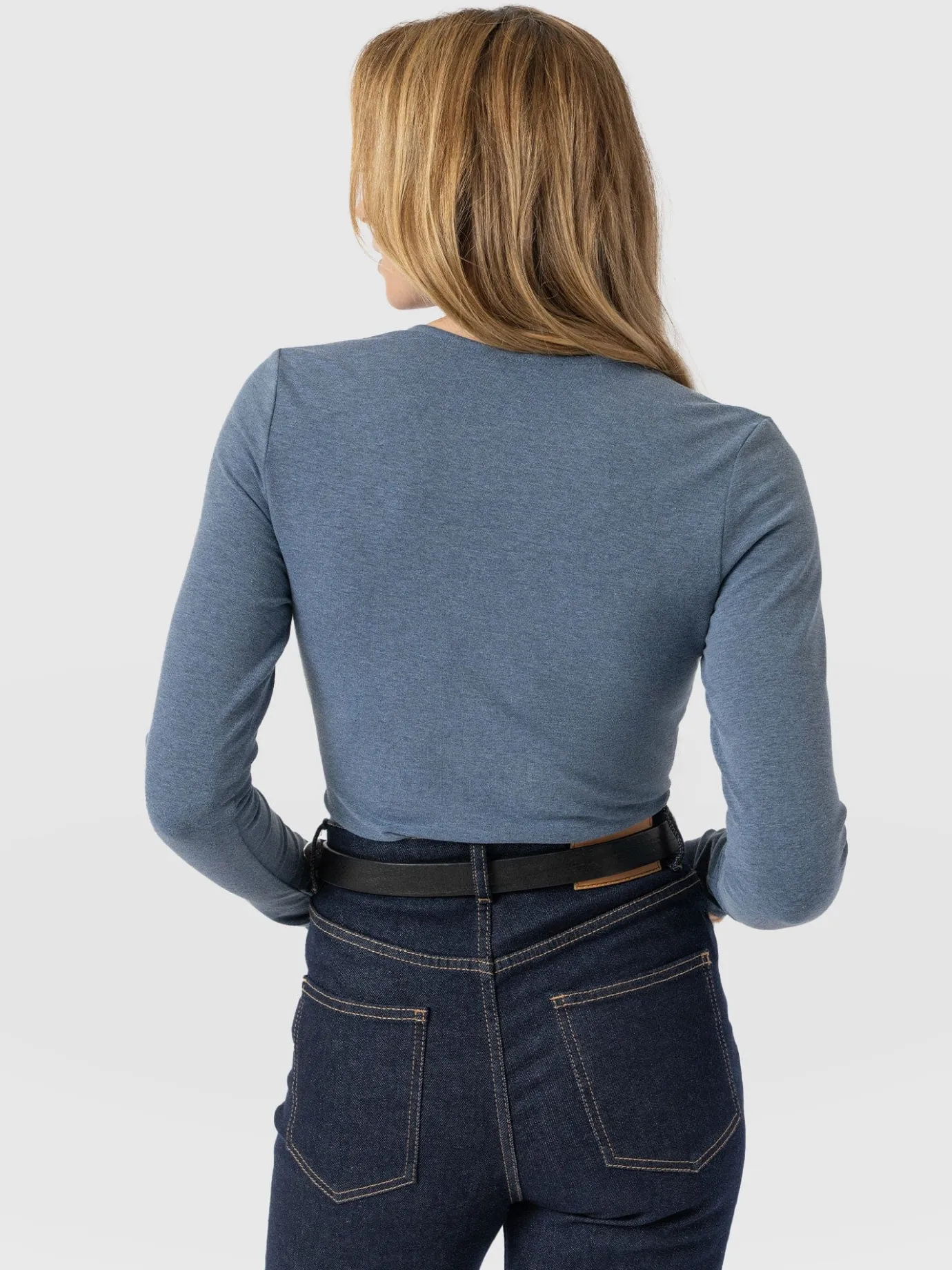 T-shirts & Tanks|Saint and Sofia Rosa Wrap Tee Long Sleeve - Blue