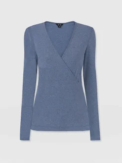 T-shirts & Tanks|Saint and Sofia Rosa Wrap Tee Long Sleeve - Blue